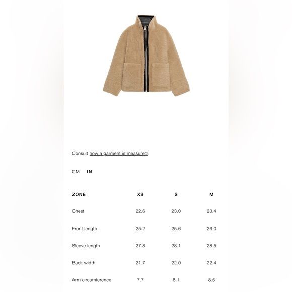 NWT Zara | ZW COLLECTION FAUX SHEARLING DOUBLE-FACED Tan Teddy Jacket for Women - Picture 11 of 17